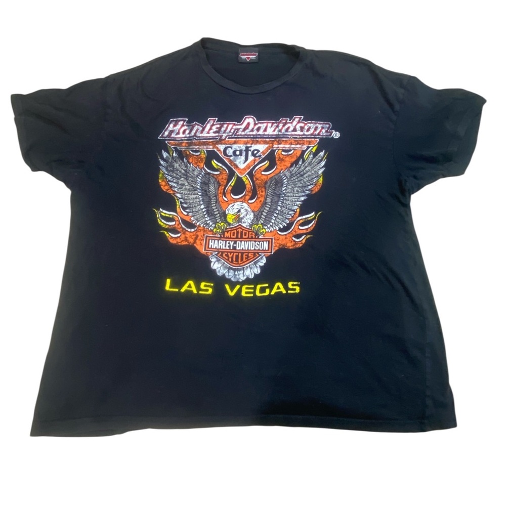 Harley Davidson Cafe Las Vegas T-Shirt Men's XL Bold Graphic Black Thrashed